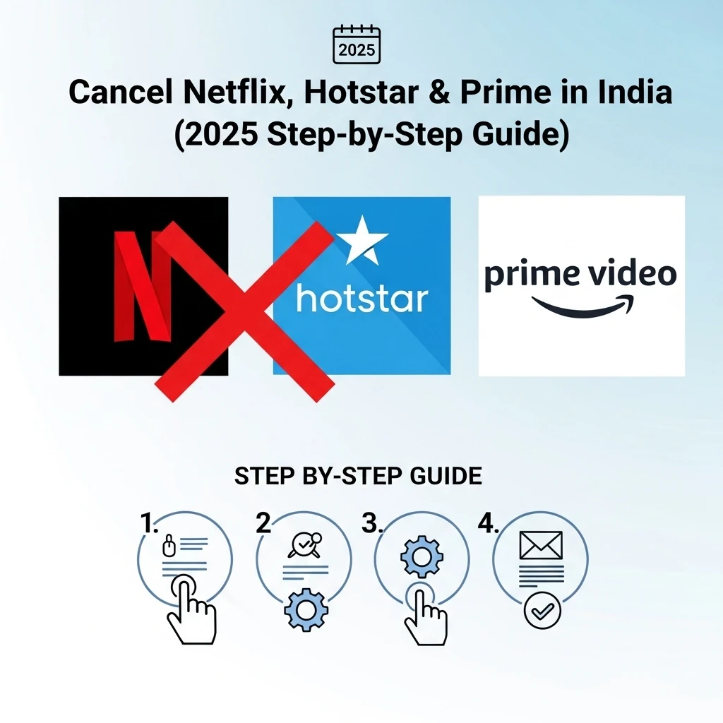 Cancel Netflix, Hotstar & Prime in India (2025 Step-by-Step Guide)