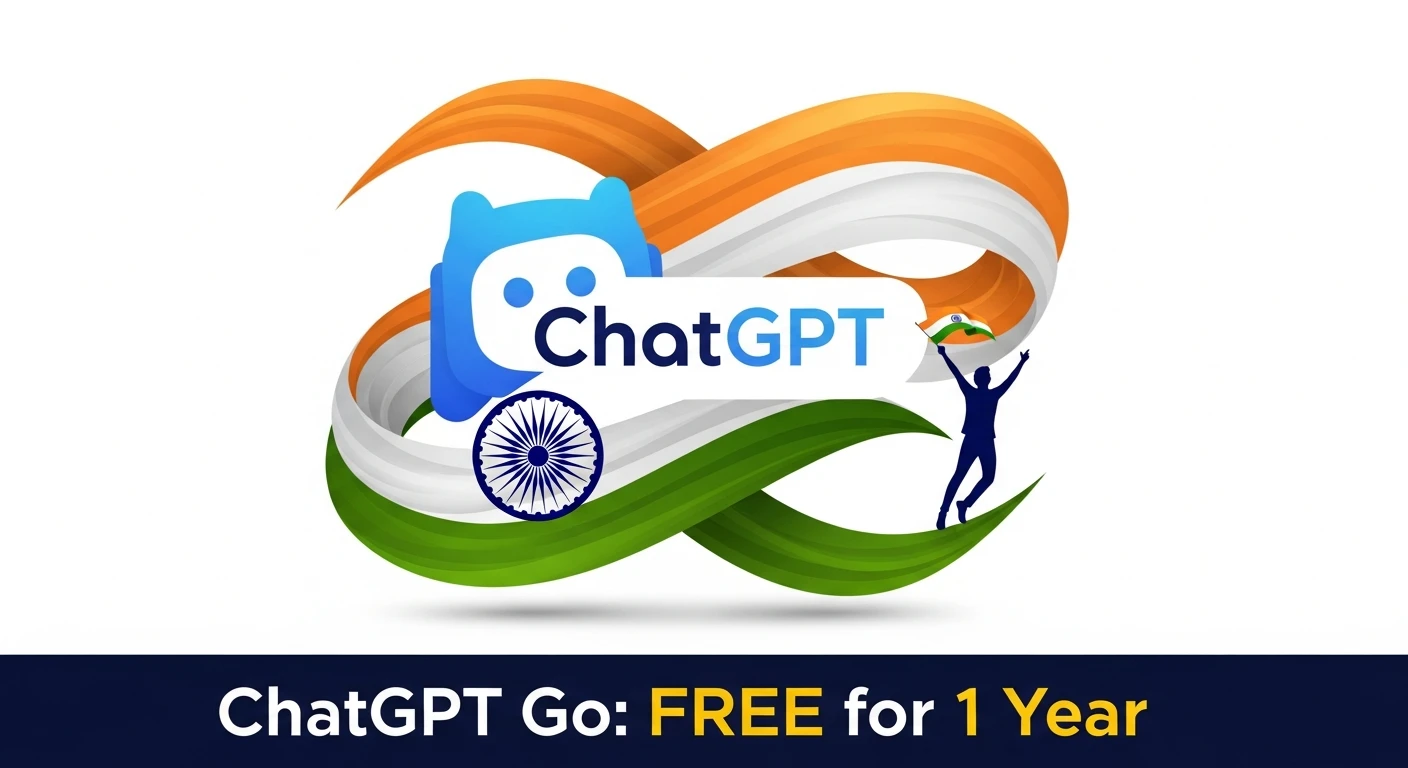 A graphic announcing that ChatGPT Go is free for one year in India.