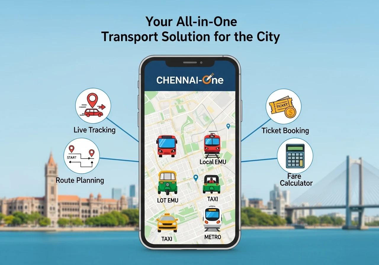 Commuters in Chennai using the Chennai-One app on their phones for metro and bus tickets