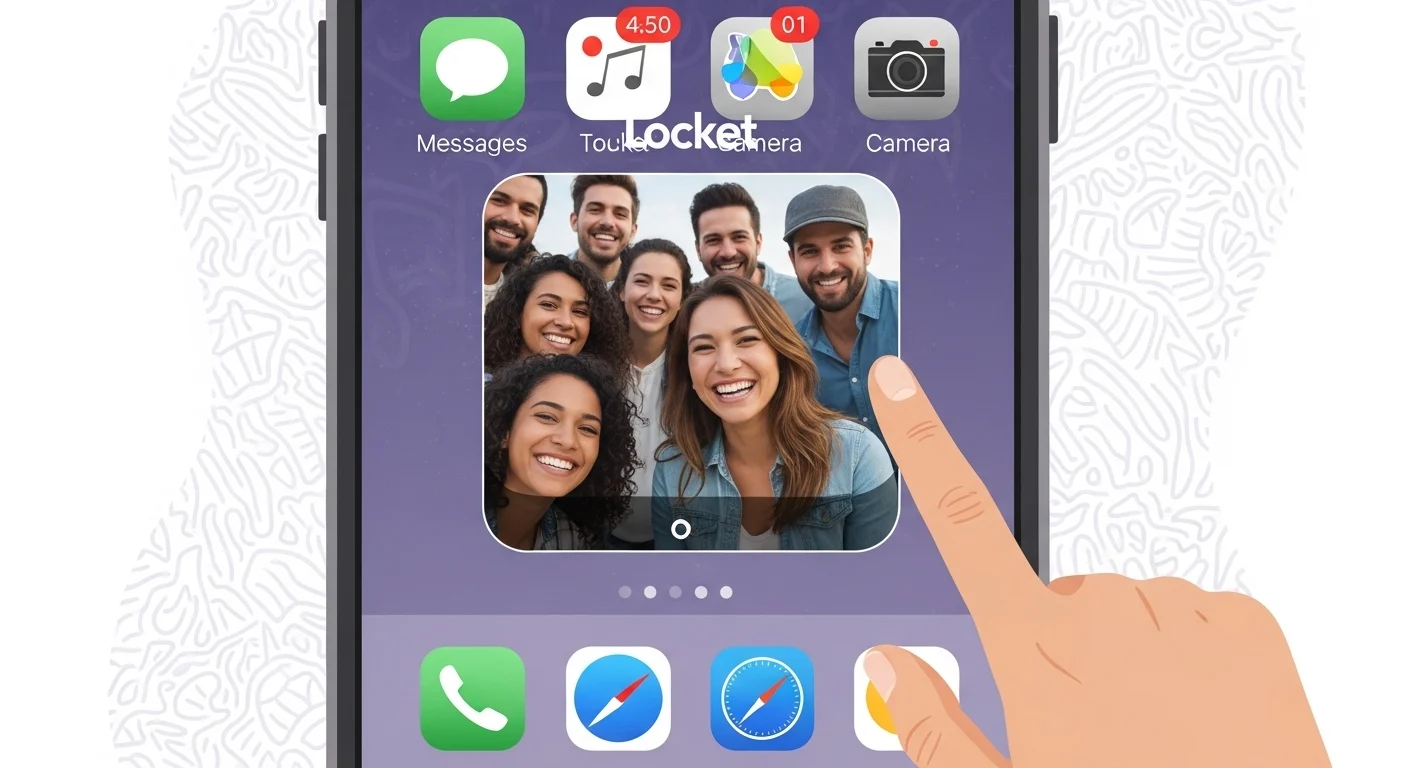 An illustration of a smartphone home screen featuring the Locket widget displaying a photo from a friend.