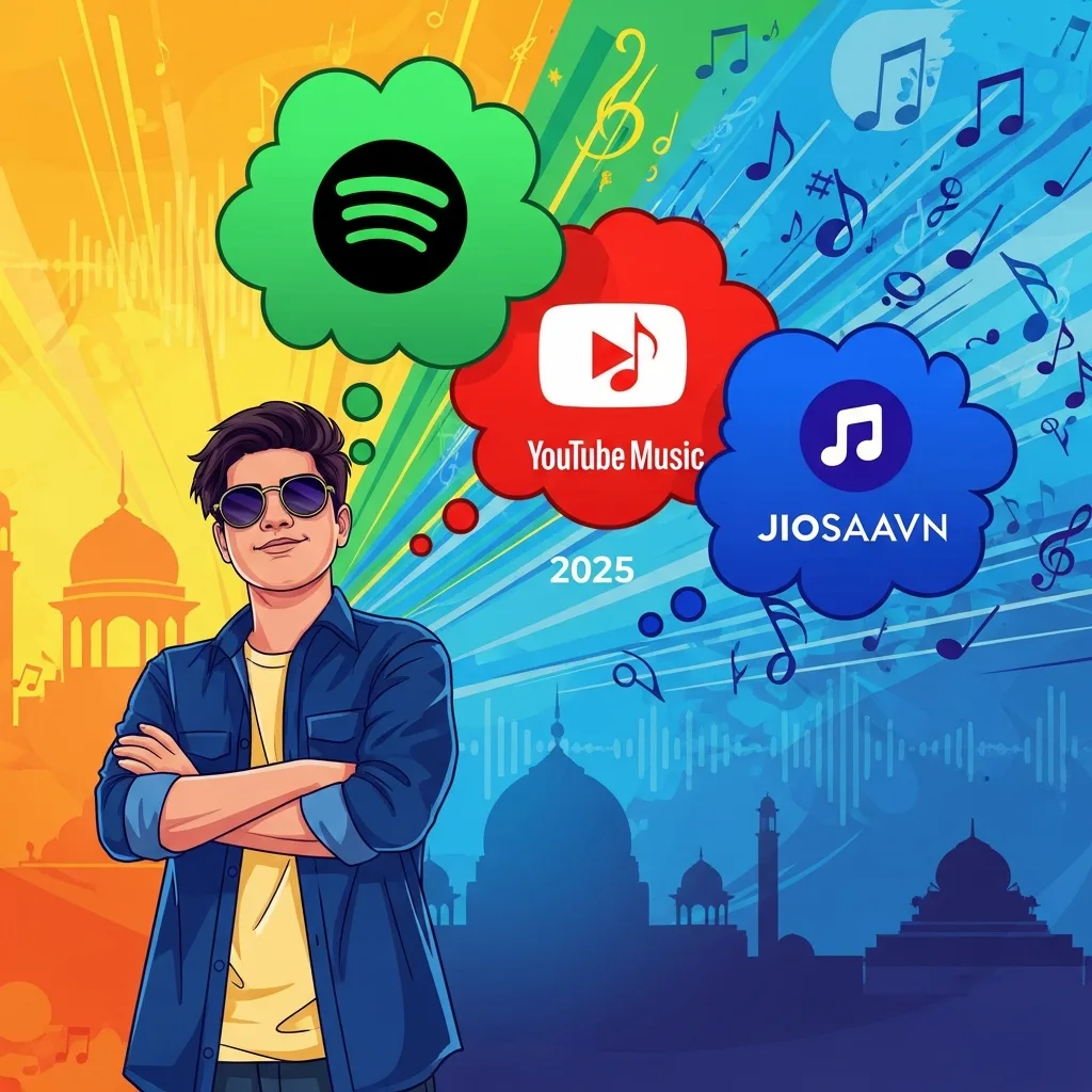 India's Music Streaming Wars (2025): Spotify vs. YouTube Music vs. JioSaavn - The Ultimate Showdown